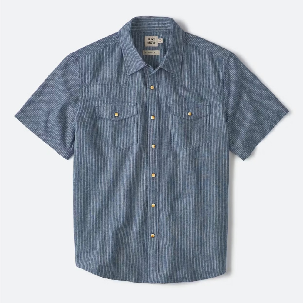 Flint and Tinder Striped Chambray Western Shirt
